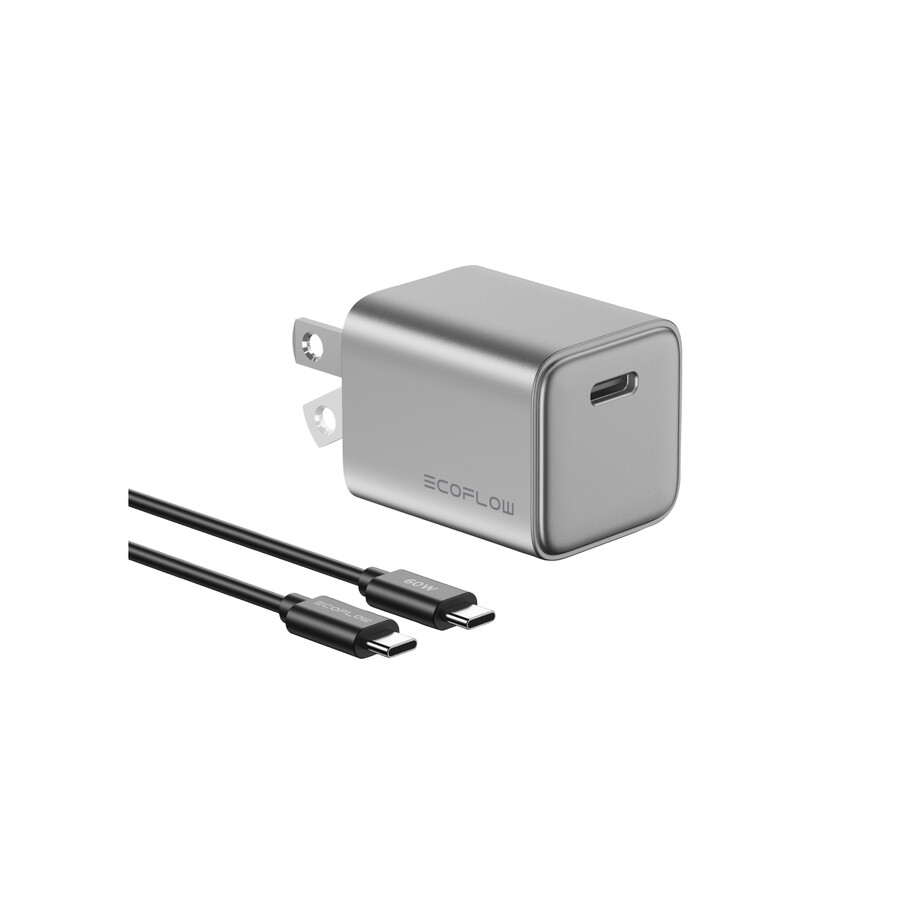 cargador ecoflow rapid de gan de 20 w con cable de 60 w