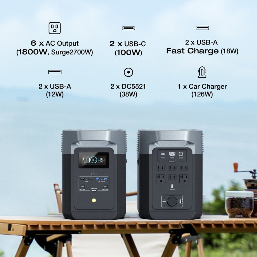 central eléctrica portátil ecoflow delta 2