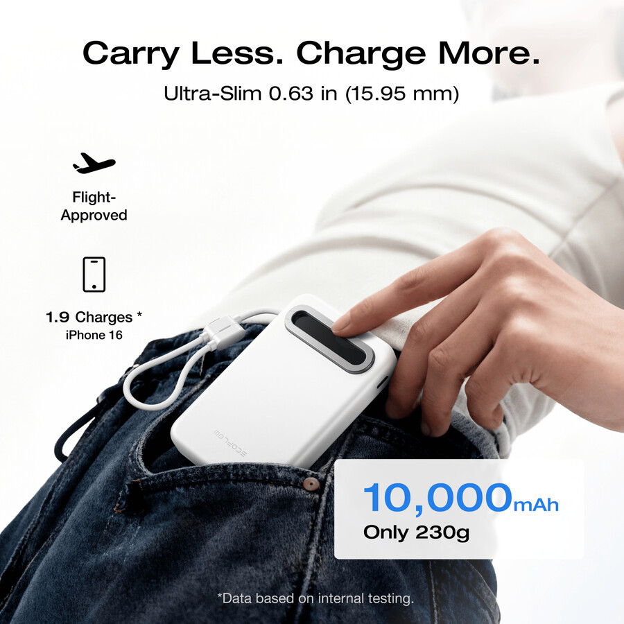 banco de energía magnético ecoflow rapid mag qi2.2 10 000 mah 25 w cable usb-c integrado