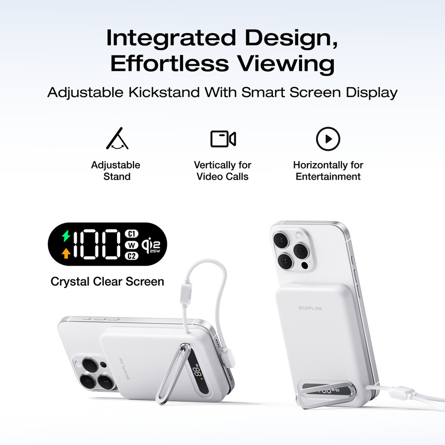 banco de energía magnético ecoflow rapid mag qi2.2 10 000 mah 25 w cable usb-c integrado