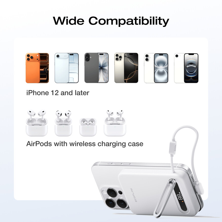 banco de energía magnético ecoflow rapid mag qi2.2 10 000 mah 25 w cable usb-c integrado