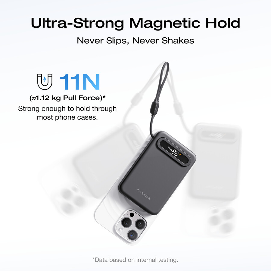 banco de energía magnético ecoflow rapid mag qi2.2 10 000 mah 25 w cable usb-c integrado