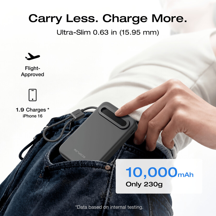banco de energía magnético ecoflow rapid mag qi2.2 10 000 mah 25 w cable usb-c integrado
