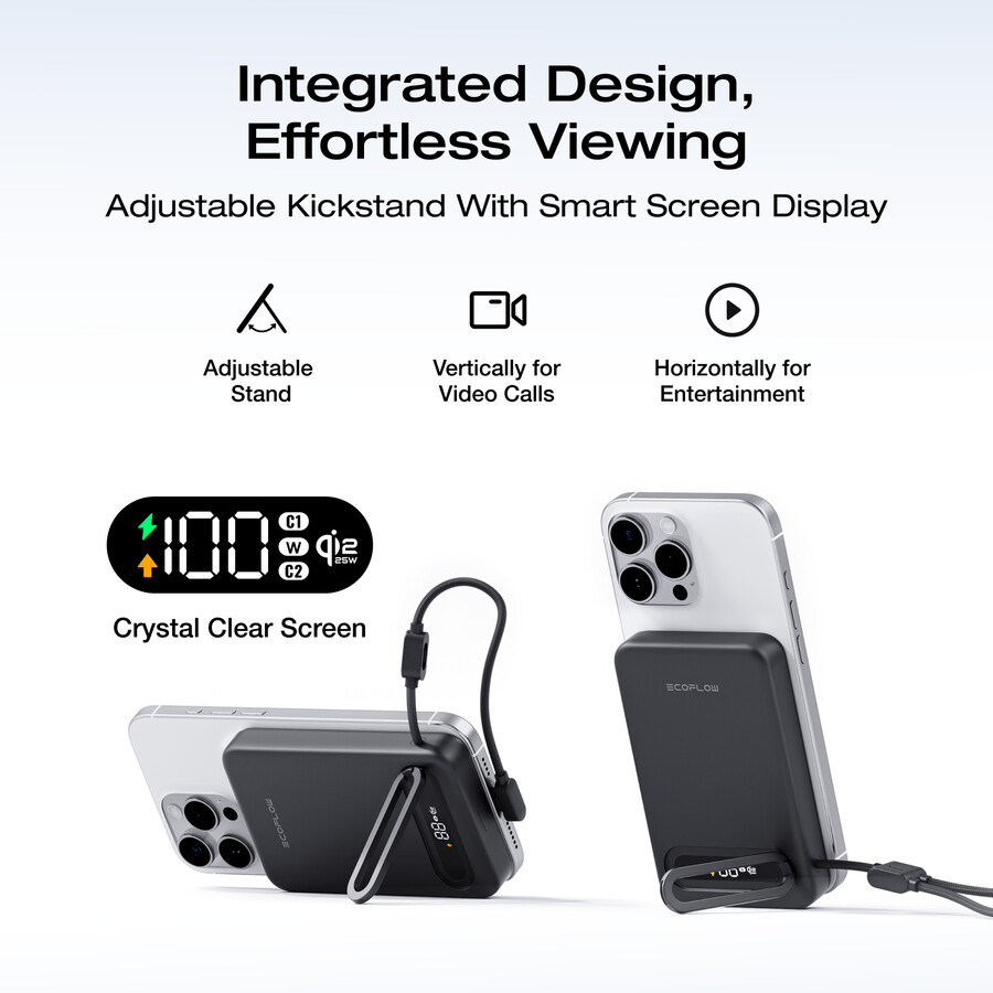banco de energía magnético ecoflow rapid mag qi2.2 10 000 mah 25 w cable usb-c integrado