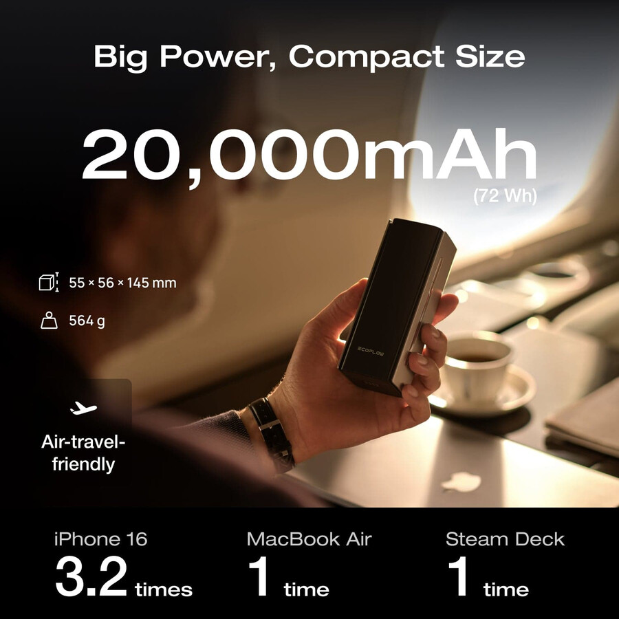 banco de energía ecoflow rapid pro 20 000 mah 230 w 100 w cable integrado