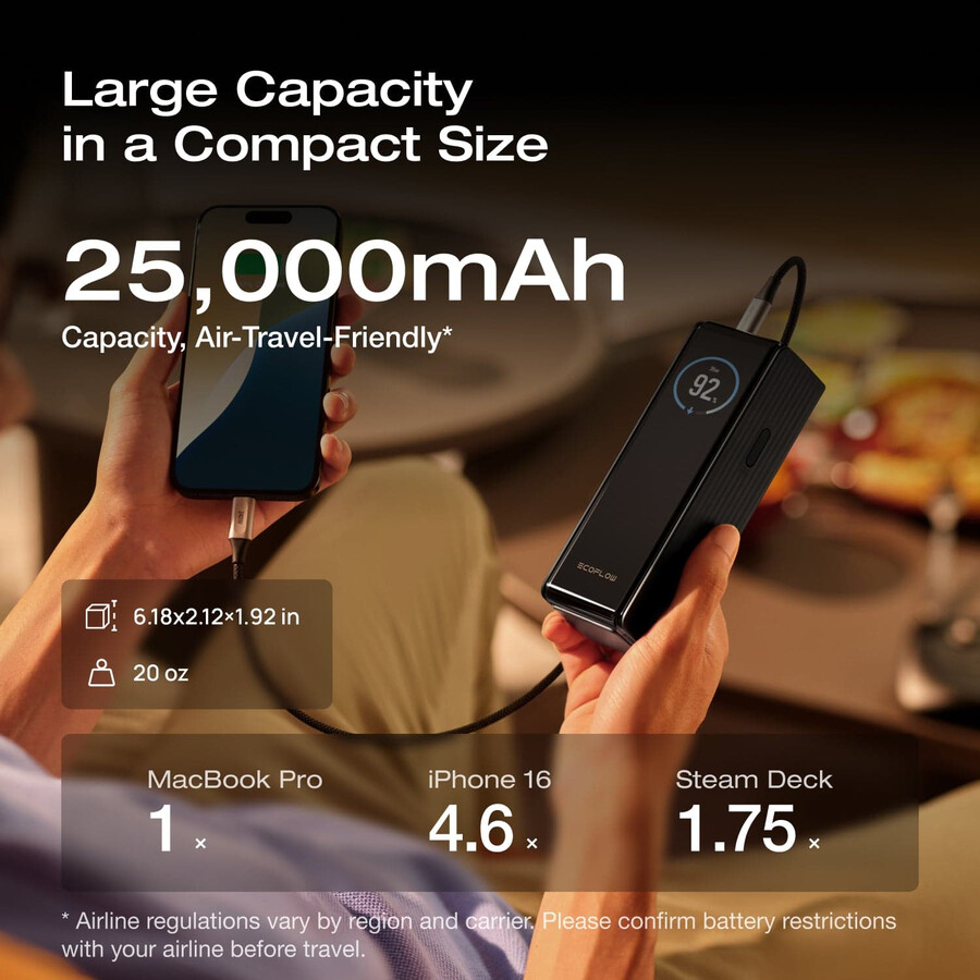 banco de energía ecoflow rapid 25 000 mah 170 w
